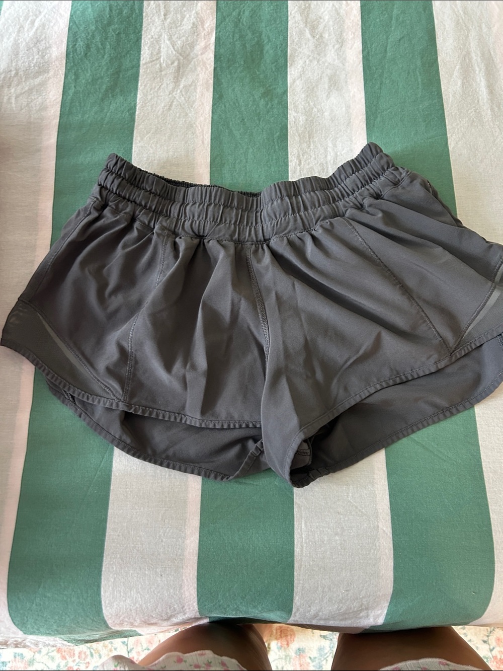 lululemon athletica Charcoal Gray Run Shorts with Elastic Waist